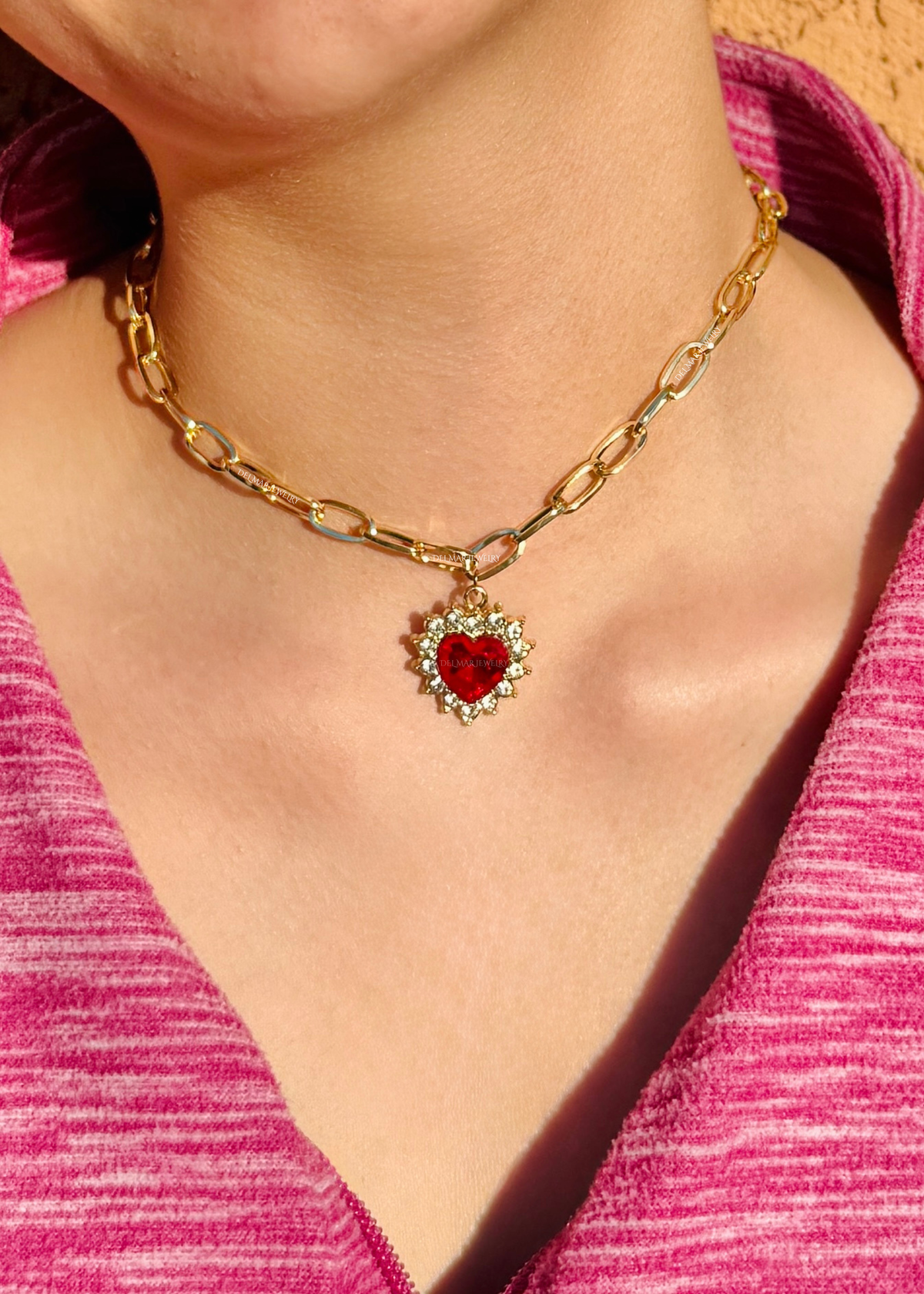 Ruby Red Chained Necklace