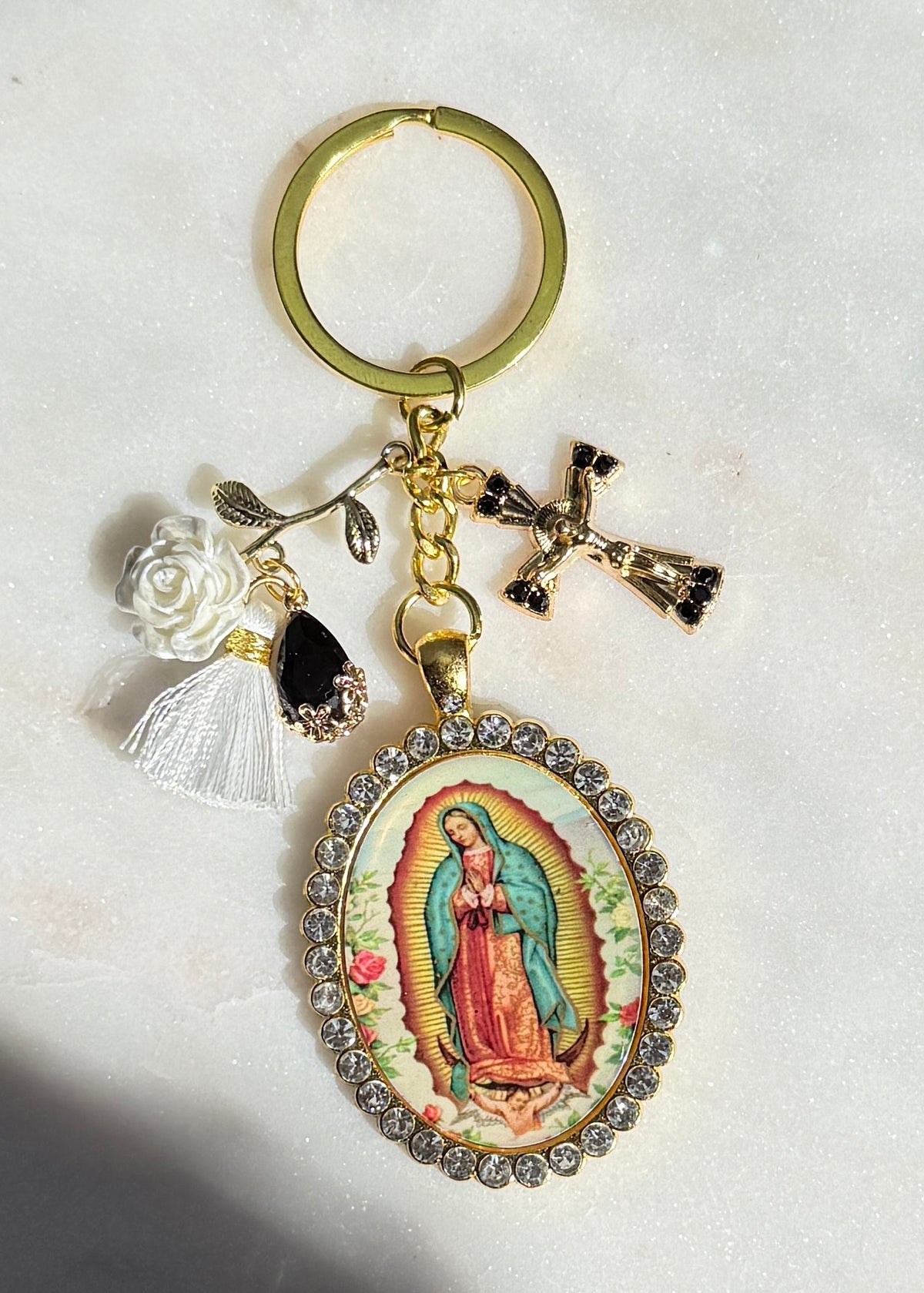 Our Lady Of Guadalupe Image Keychain–Black