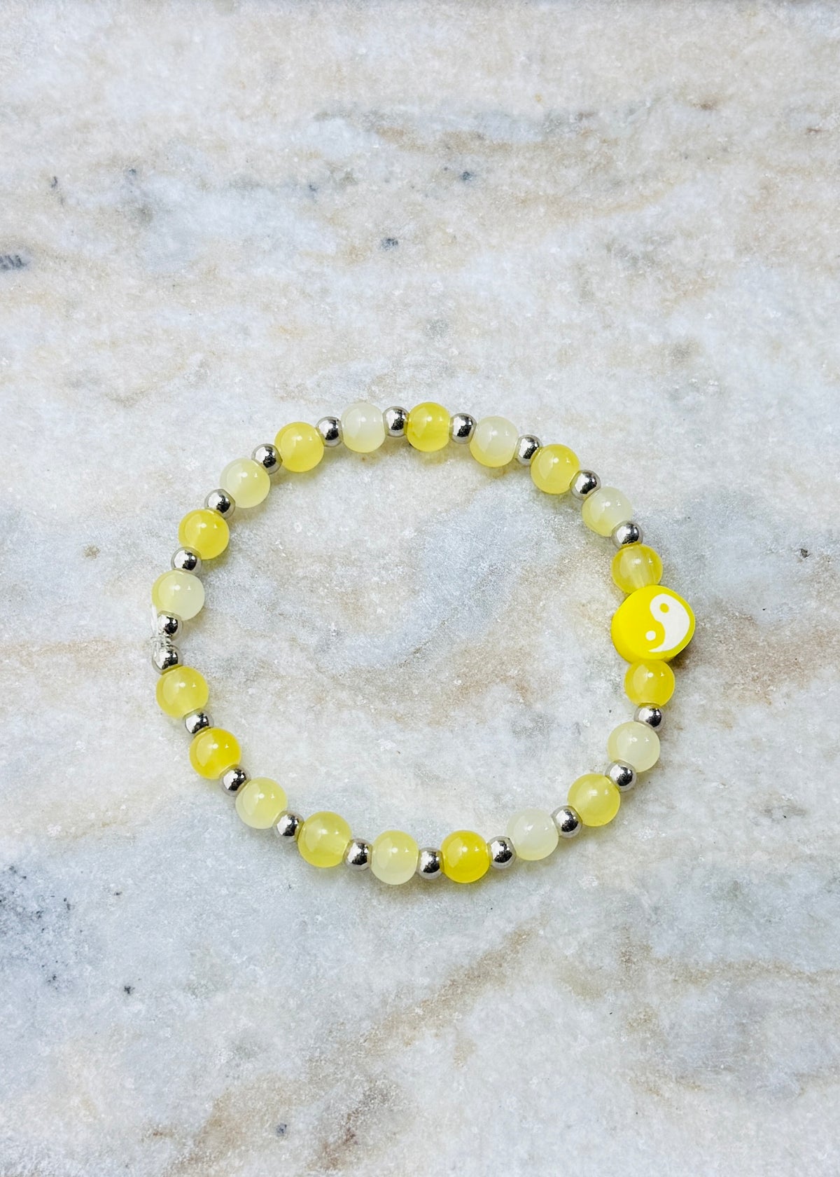 Yin Yang 6 mm—Glass Beaded Bracelet