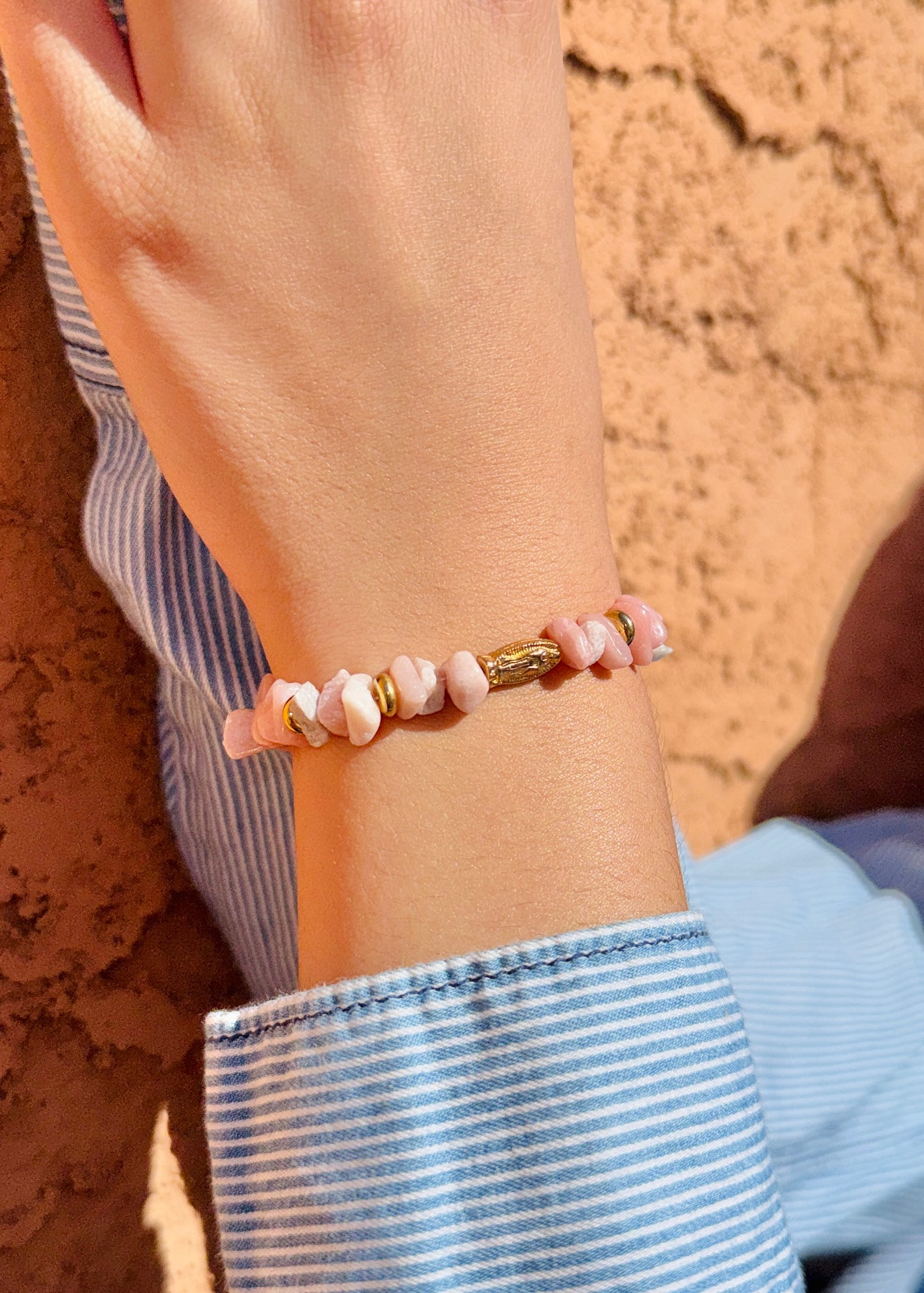 La Virgincita—Peruvian Pink Opal Guadalupe Bracelet