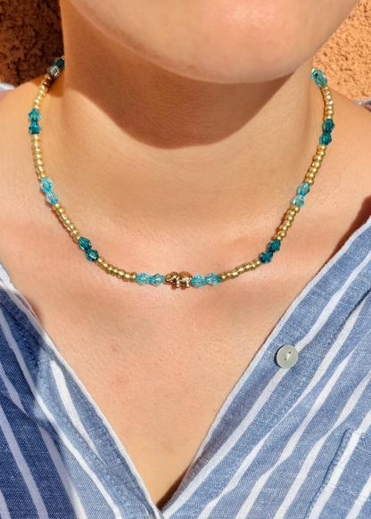 Beachy Blue Lucky Elephant Necklace