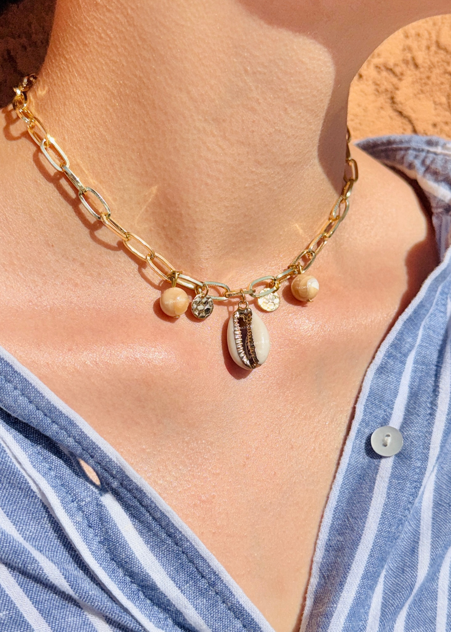 Golden Sea Crowie Chained Necklace