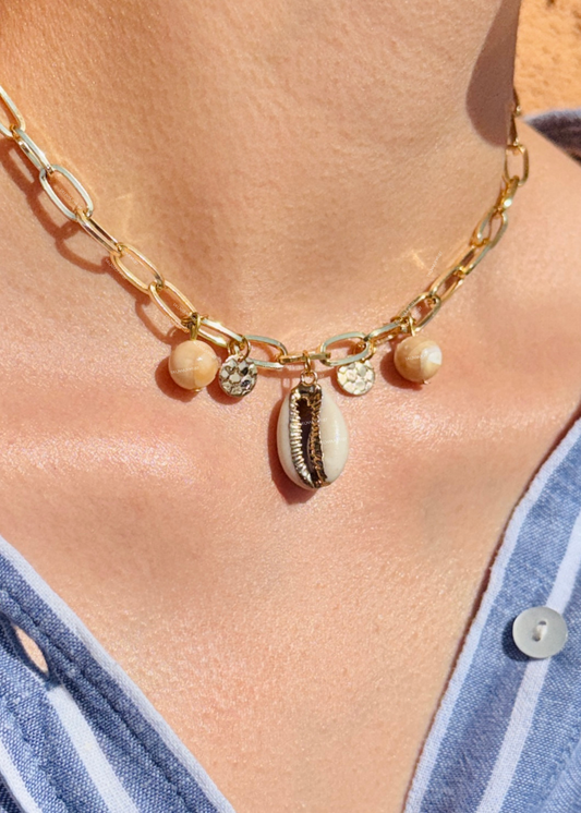 Golden Sea Crowie Chained Necklace