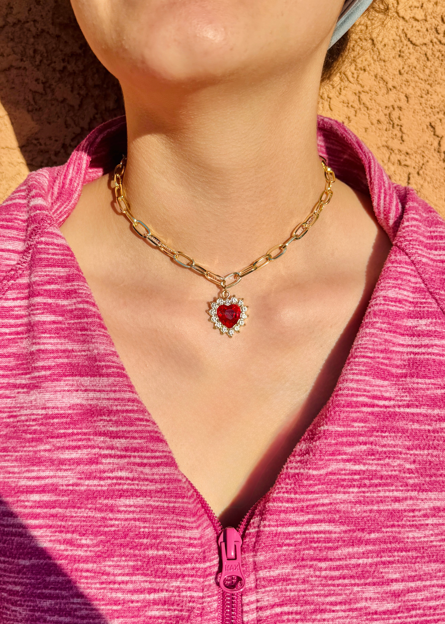 Ruby Red Chained Necklace