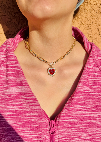 Ruby Red Chained Necklace