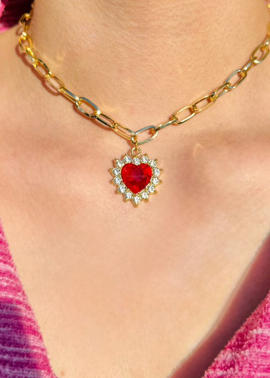 Ruby Red Chained Necklace