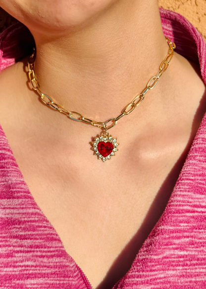 Ruby Red Chained Necklace