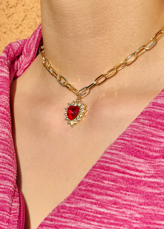Ruby Red Chained Necklace