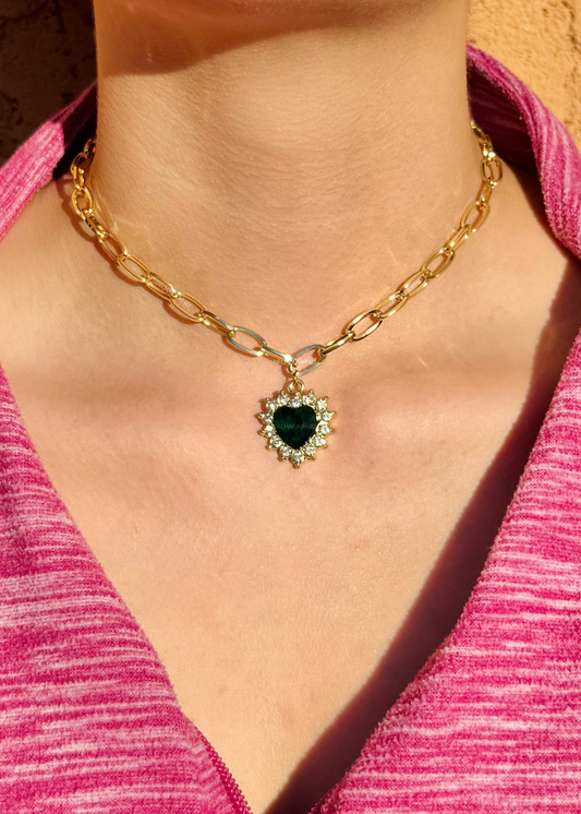 Emerald Green Chained Necklace