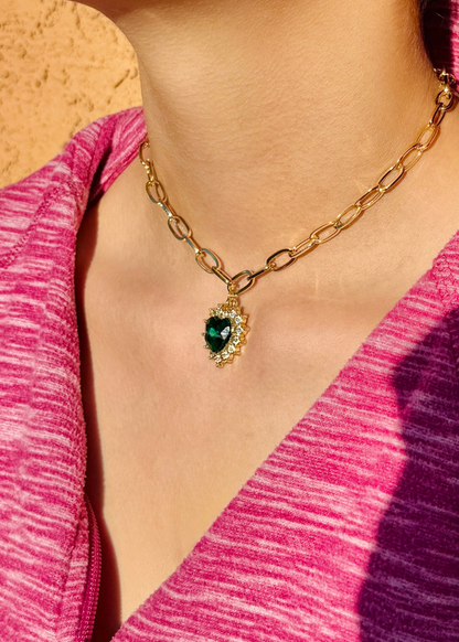 Emerald Green Chained Necklace