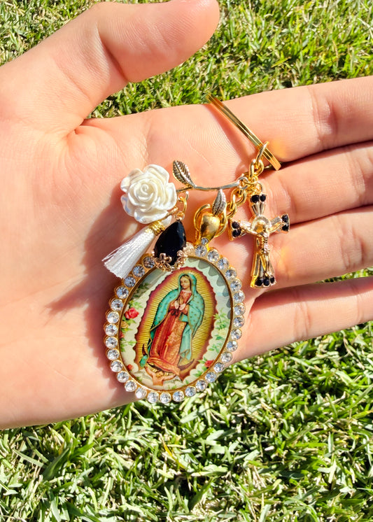 Our Lady Of Guadalupe Image Keychain–Black