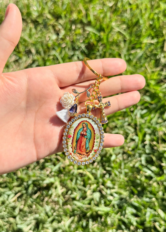 Our Lady Of Guadalupe Image Keychain–Crystal Purple