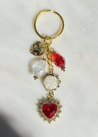 El Corazon en Rosas Keychain