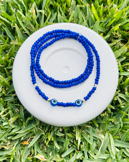 Evil Eye Glass Seed Beaded Necklace