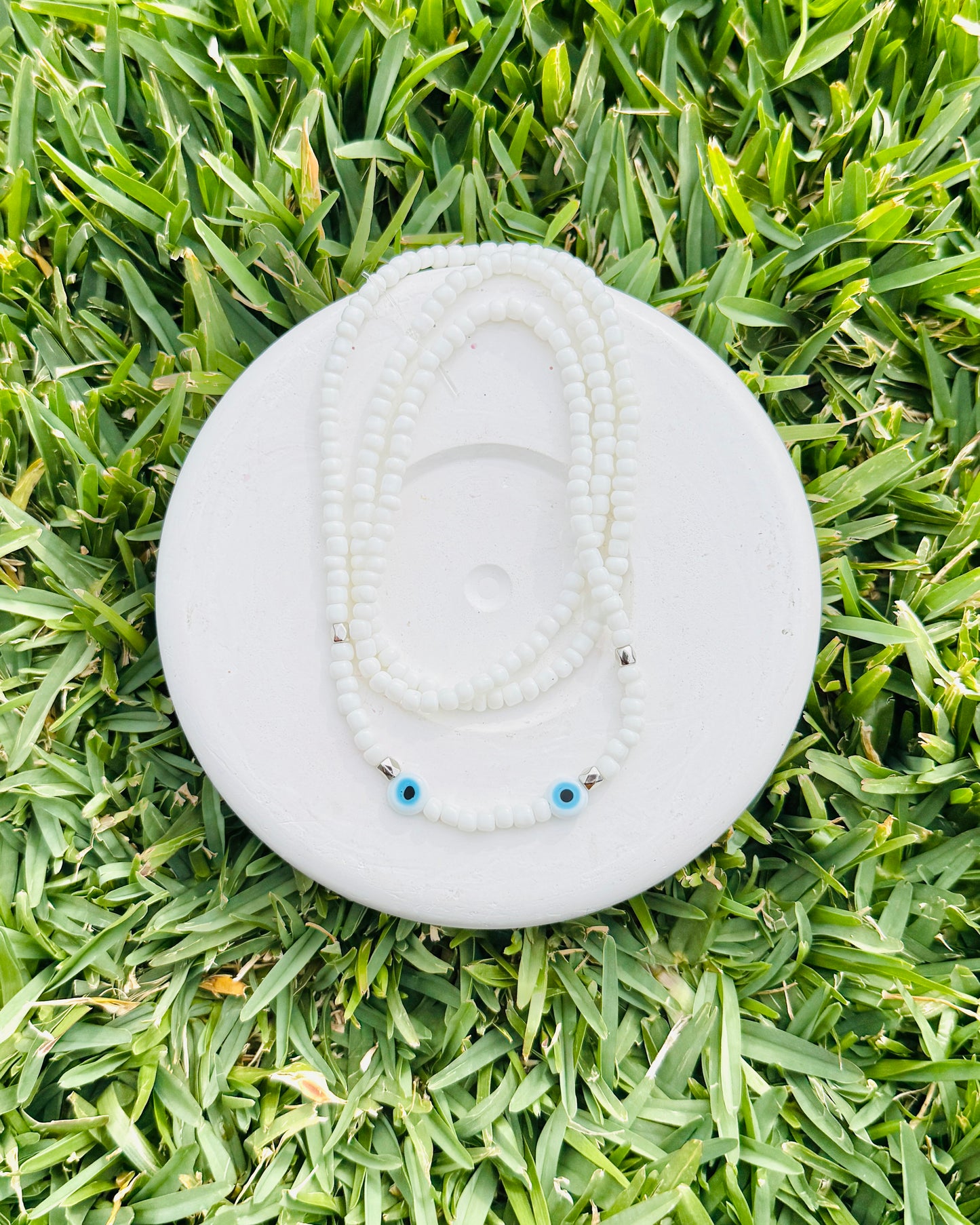 Evil Eye Glass Seed Beaded Necklace