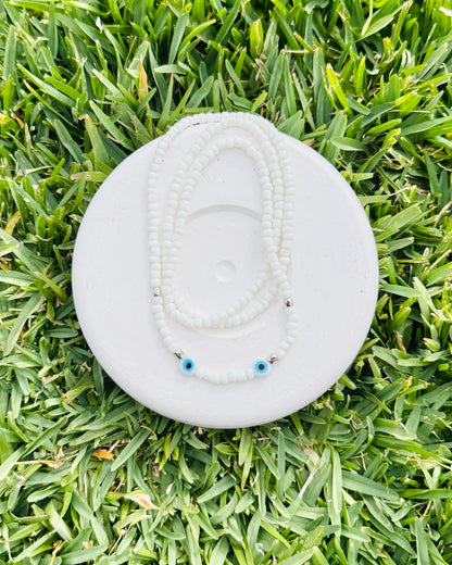 Evil Eye Glass Seed Beaded Necklace