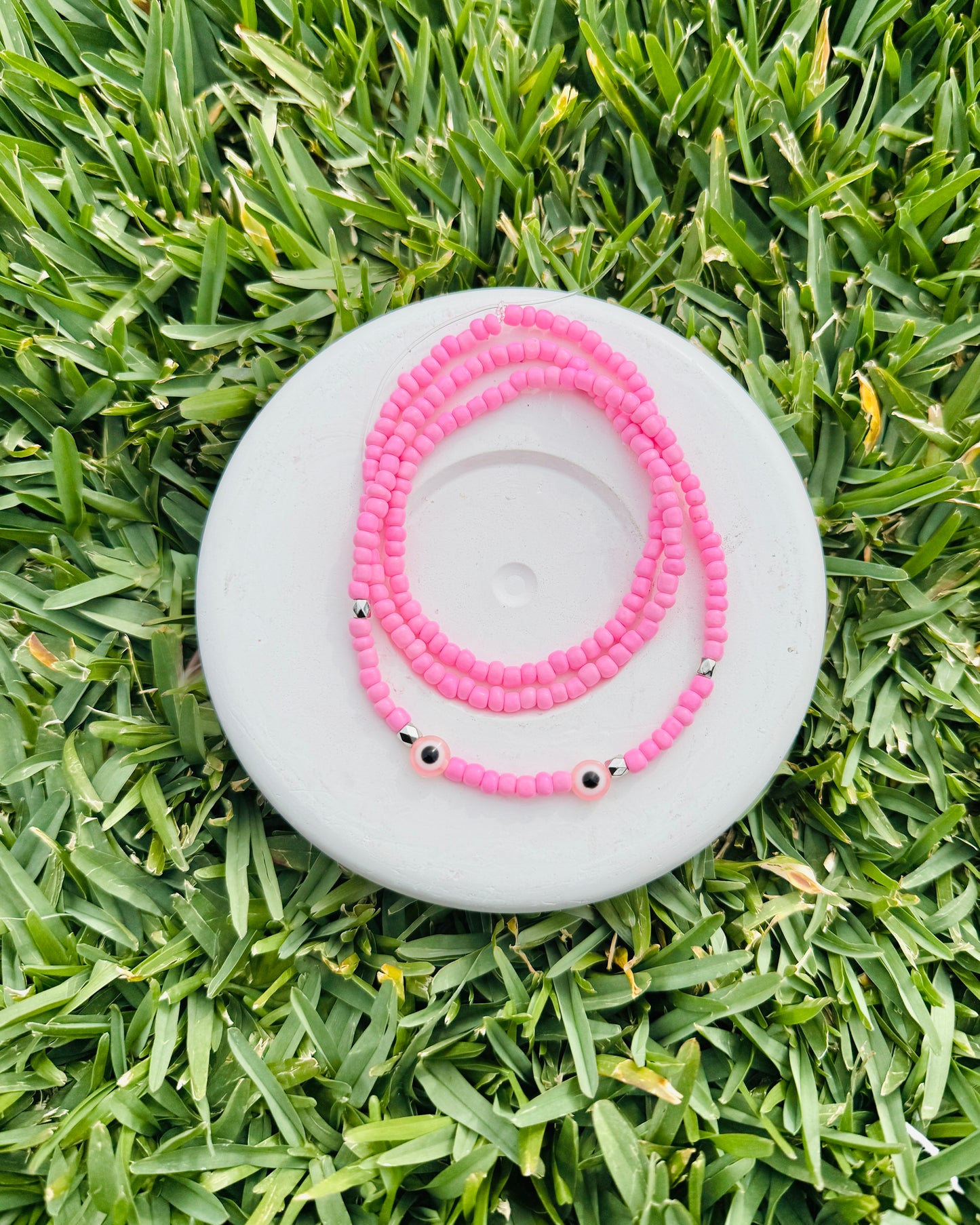 Evil Eye Glass Seed Beaded Necklace