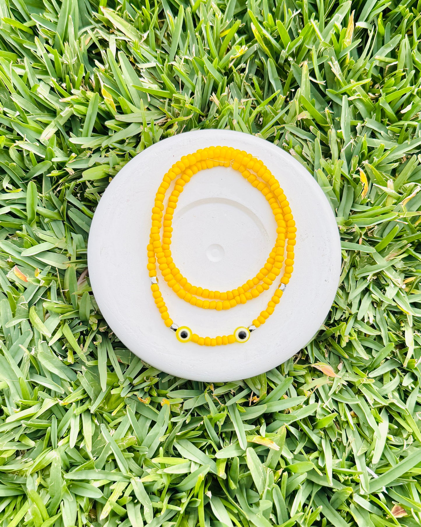 Evil Eye Glass Seed Beaded Necklace