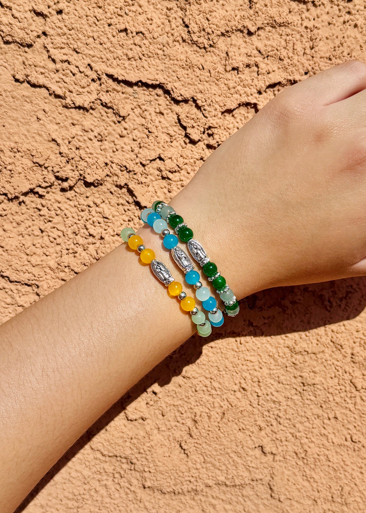 Summer de Virgin—6 mm Virgin de Guadalupe Glass Beaded Bracelet