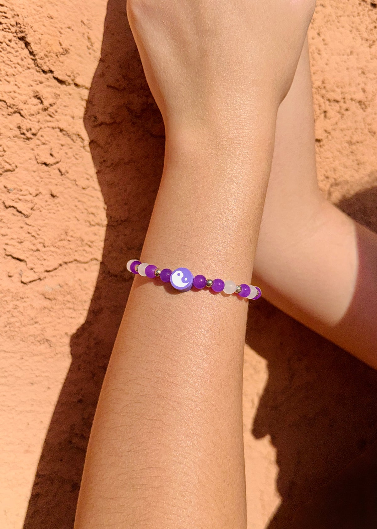 Yin Yang 6 mm—Glass Beaded Bracelet