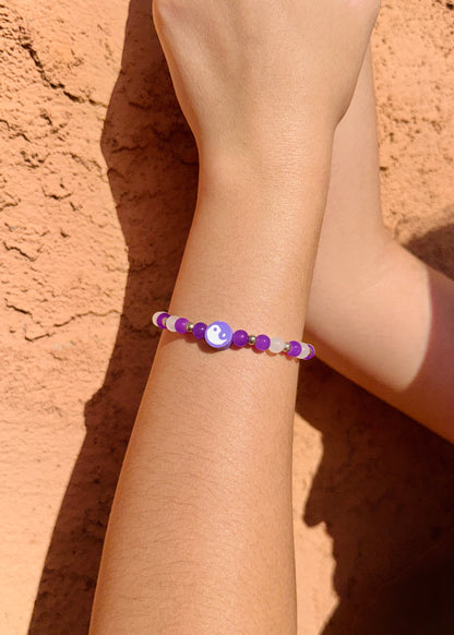 Yin Yang 6 mm—Glass Beaded Bracelet