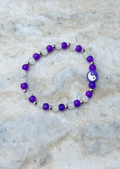 Yin Yang 6 mm—Glass Beaded Bracelet