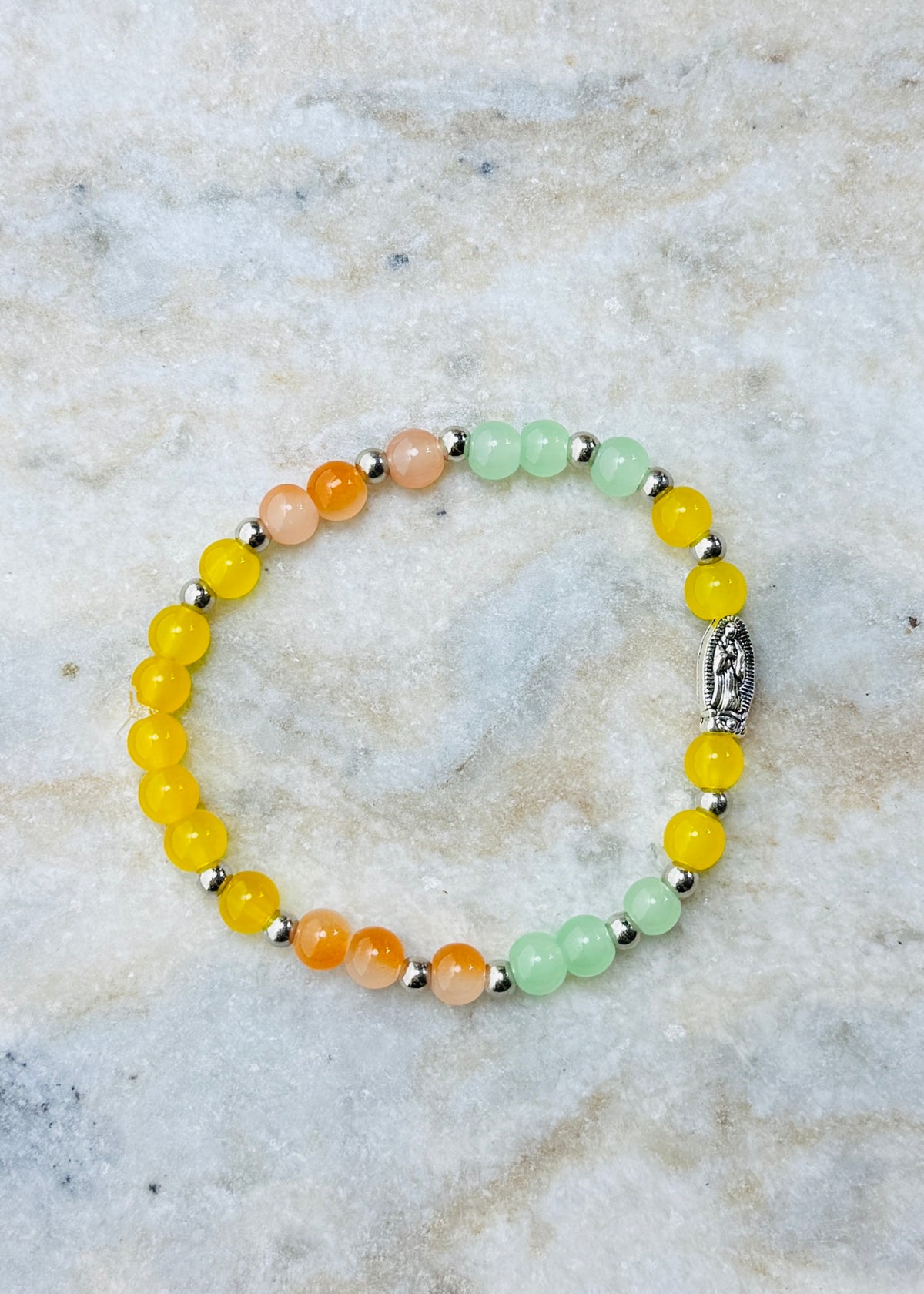 Summer de Virgin—6 mm Virgin de Guadalupe Glass Beaded Bracelet