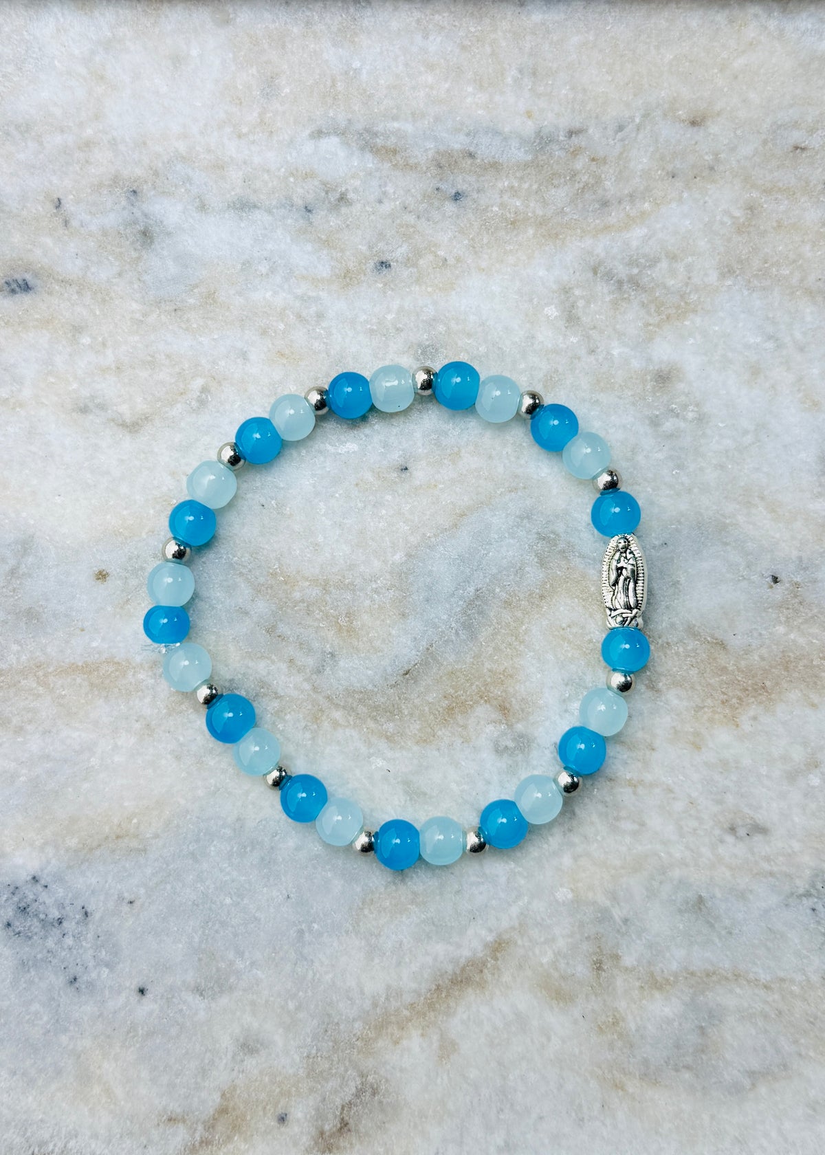 Summer de Virgin—6 mm Virgin de Guadalupe Glass Beaded Bracelet