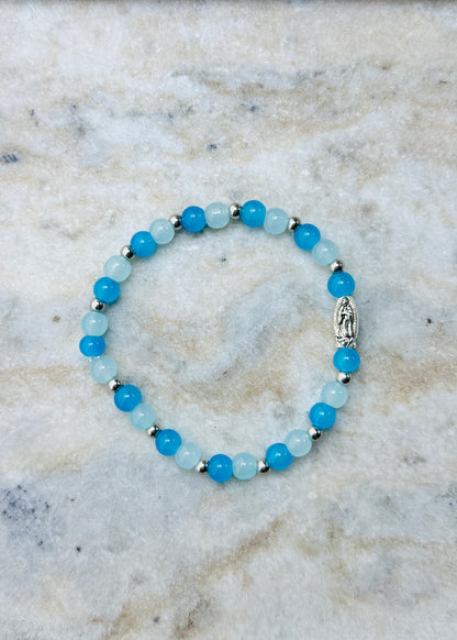 Summer de Virgin—6 mm Virgin de Guadalupe Glass Beaded Bracelet