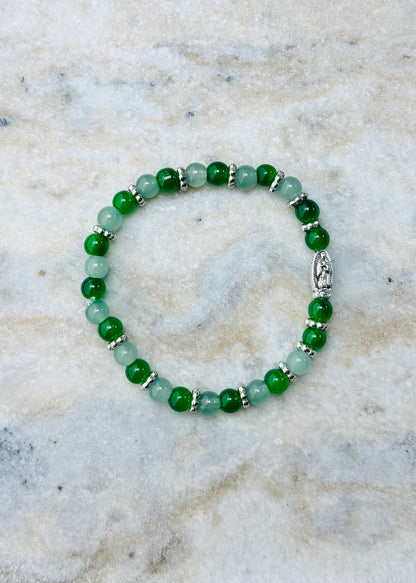 Summer de Virgin—6 mm Virgin de Guadalupe Glass Beaded Bracelet