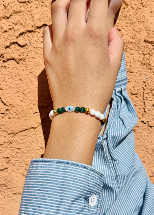 Ancient Eye—Green Cat Eye Beaded Bracelet