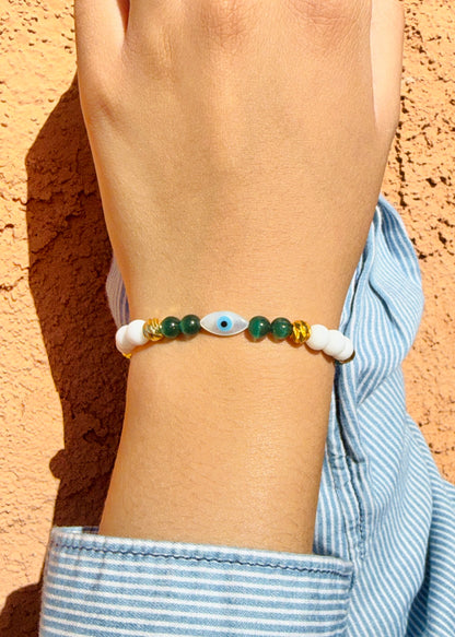 Ancient Eye—Green Cat Eye Beaded Bracelet