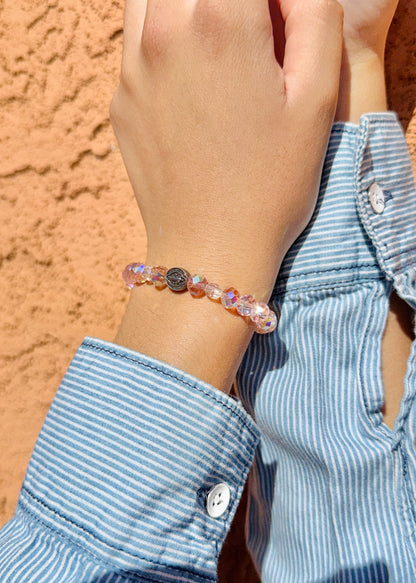 Crystals Pink Saint Benedict Beaded Bracelet