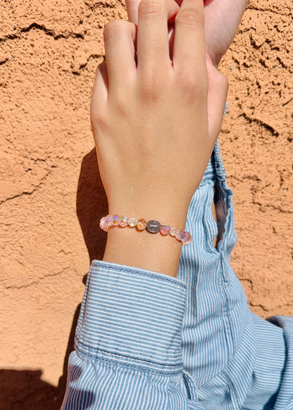 Crystals Pink Saint Benedict Beaded Bracelet